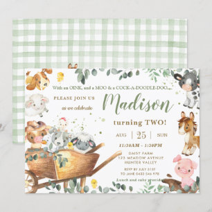 Invitation Animaux de ferme mignons Végétal de Barnyard Anniv