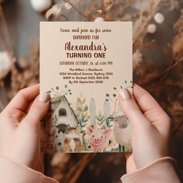 Invitation Animaux de ferme Pays 1er anniversaire (Créateur téléchargé)