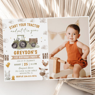Invitation Animaux de ferme Tracteur Enfants 1er anniversaire