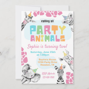 Invitation Animaux de fête   Animaux de fête Anniv