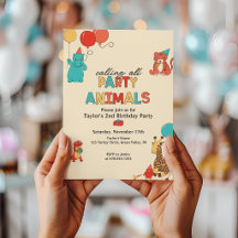 Animaux de Fête avec Ballons Couleurs Rétro Annive