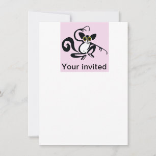Invitation Animaux de fête - AYE-AYE - Primate - Lemur - Rose