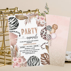 Invitation Animaux de fête Baby shower Imprimé léopard Jungle