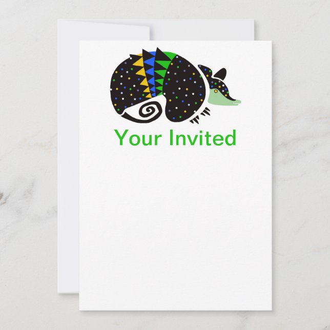 Invitation Animaux de fête -Cute Armadillo -faune (Devant)