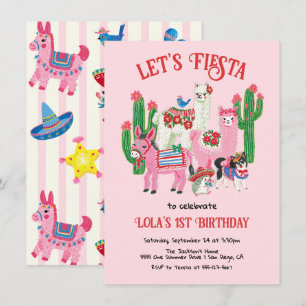 Invitation Animaux de fête d'anniversaire de Fiesta mexicaine