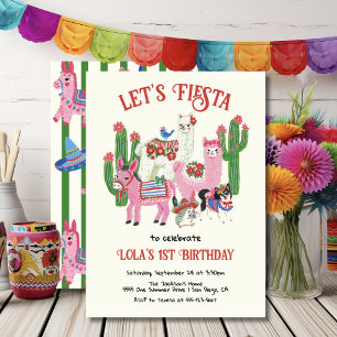 Invitation Animaux de fête d'anniversaire de fiesta mexicaine
