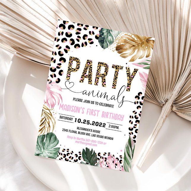 Invitation Animaux de fête Empreinte de léopard d'anniversair (Créateur téléchargé)