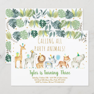 Invitation Animaux de fête Garçon Safari Anniversaire