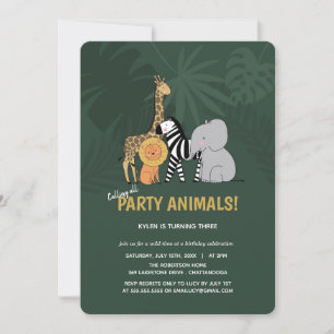 Invitation Animaux de fête Jungle Safari Anniversaire de enfa