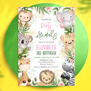 Invitation Animaux de Fête Safari Jungle Zoo Anniversaire Enf