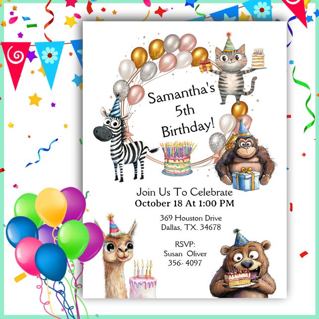 Invitation Animaux de fêteInvitation de fête d'anniversaire (Créateur téléchargé)