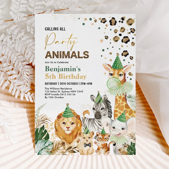 Invitation Animaux de fêtes sauvages Safari Empreinte de léop (Créateur téléchargé)