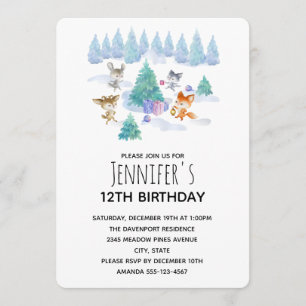 Invitation Animaux De Forêt Dansant Autour De Fir Arbre Anniv