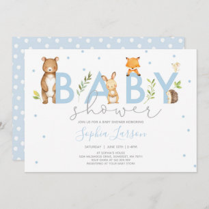 Invitation Animaux de forêt d'invitation de baby shower de