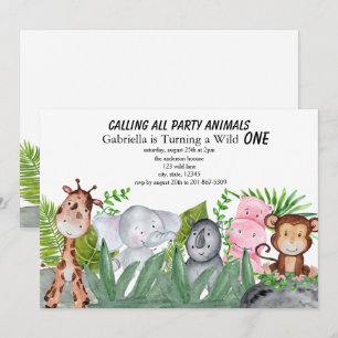 Invitation Animaux de jungle se cachant dans le premier