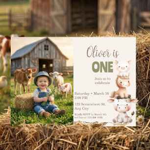 Invitation Animaux de la ferme 1er anniversaire Barnyard Bébé