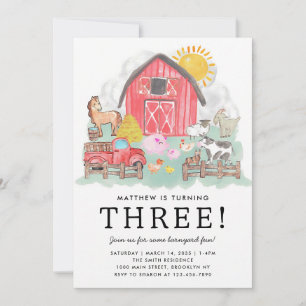 Invitation Animaux de la ferme à l'aquarelle Fête d'anniversa