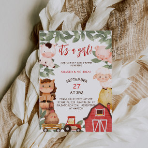 Invitation Animaux de la ferme Bohème Filles mignonnes Baby S