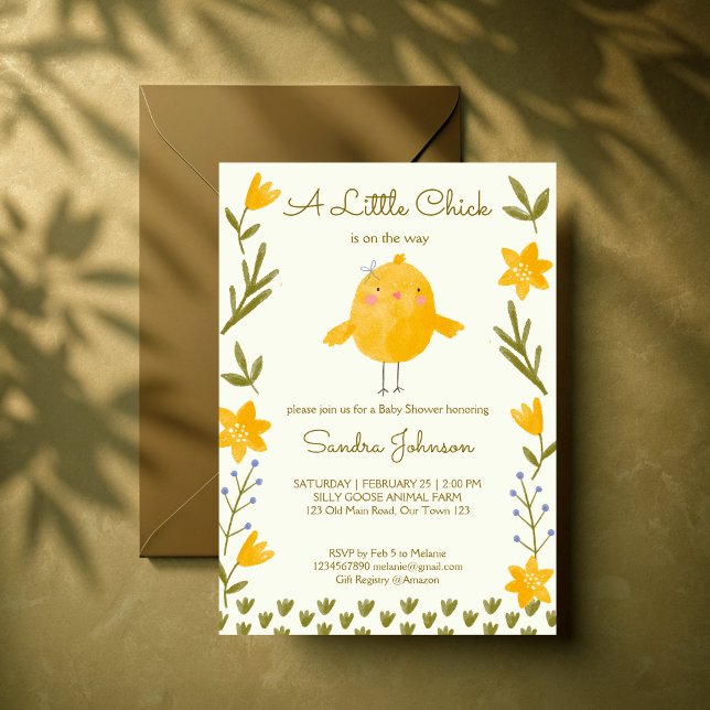 Invitation Animaux de la ferme de poulet baby shower lunatiqu (Chicken farm animals whimsical spring baby shower invitation template instant download)
