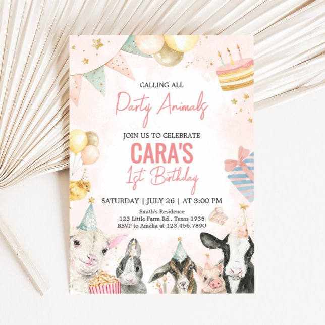 Invitation Animaux de la ferme fête d'anniversaire (Animals Farm Party Birthday Party Invitation)