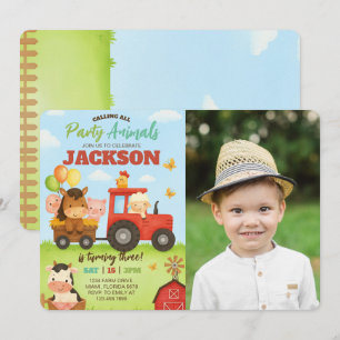 Invitation Animaux de la ferme Ranch Enfants Anniversaire Pho