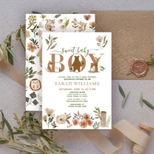 Invitation Animaux de la Forêt Bohème Douce Fête de Naissance