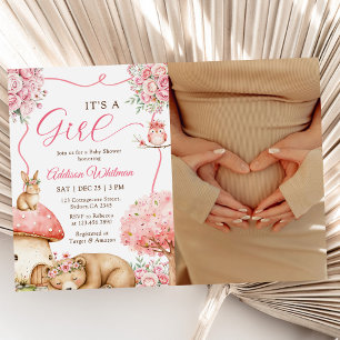 Invitation Animaux de la forêt Bohème Fille Baby Shower Photo