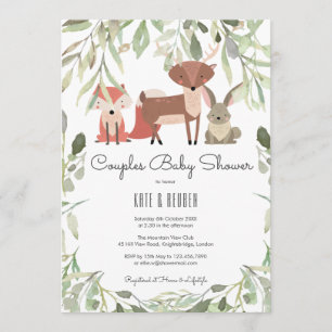 Invitation Animaux de la forêt Couples Baby Shower / Sprinkle