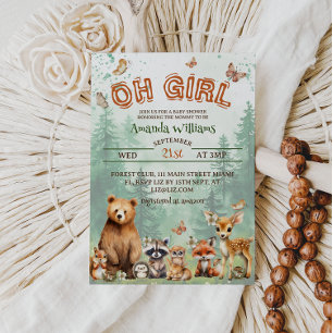 Invitation Animaux de la forêt Fille Baby Shower