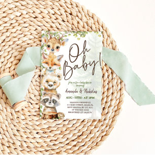 Invitation Animaux de la forêt Oh Baby Shower