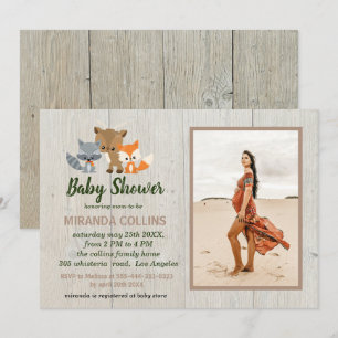 Invitation Animaux de la forêt Photo Rustique Baby Shower
