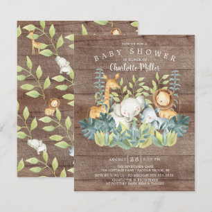 Invitation Animaux de la jungle rustique Baby shower neutre