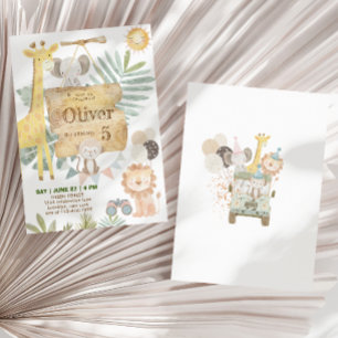Invitation Animaux de la jungle Safari Anniversaire Enfants N