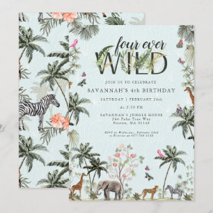 Invitation Animaux de la jungle tropicale Four Ever Wild