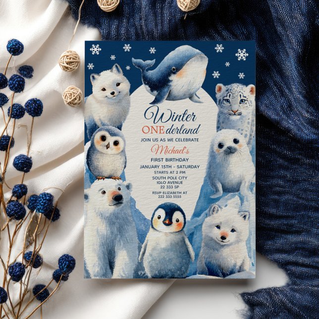 Invitation Animaux de l'Arctique Fête d'anniversaire pour les (Créateur téléchargé)