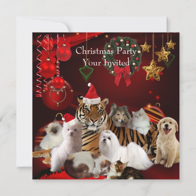 Invitation Animaux de Noël Noël Noël Noël Noël Noël Tiger Cha (Devant)