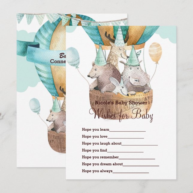 Invitation Animaux de rêve pour le jeu de Baby shower (Devant / Derrière)