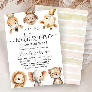 Invitation Animaux de Safari Baby Shower Sauvageonne Genre Ne