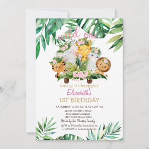 Invitation Animaux de Safari Fou, 1er Anniversaire