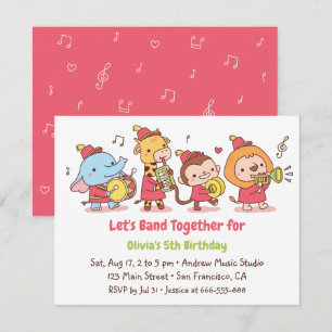 Invitation Animaux de safari groupe de majorettes fête d'anni