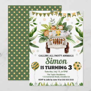 Invitation Animaux de Safari Jungle Aquarelle Anniversaire En