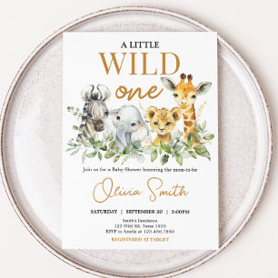 Invitation Animaux de Safari Little Wild One Baby Shower