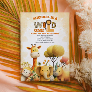 Invitation Animaux de safari mignons Anniversaire WILD ONE ZO