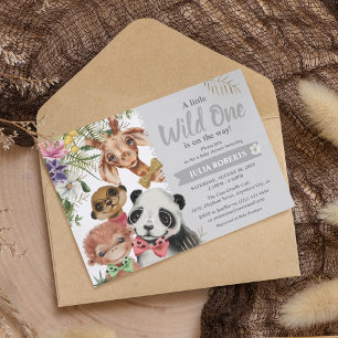 Invitation Animaux de safari mignons pour une Baby Shower thè