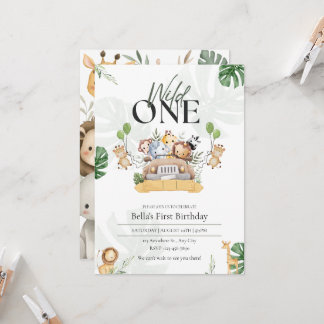 Invitation Animaux de Safari Wild One pour le premier anniver