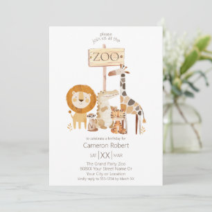 Invitation Animaux de zoo bébé mignons