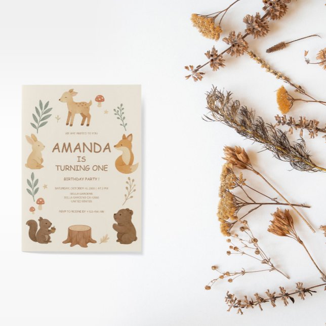 Invitation Animaux des bois Anniversaire (Créateur téléchargé)