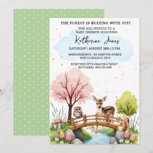 Invitation Animaux des bois Baby shower Neutre pour les sexes