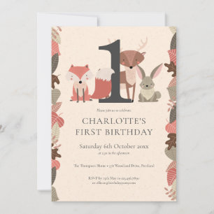Invitation Animaux des bois fête d'anniversaire