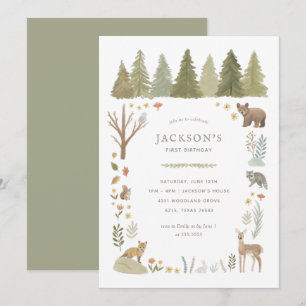 Invitation Animaux des bois fête d'anniversaire